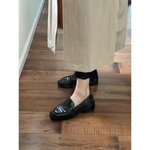 &other stories chunky heel loafer croc leather